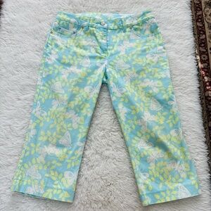 Lilly Pulitzer Butterflies/Leaves Print Cropped Pants size 4